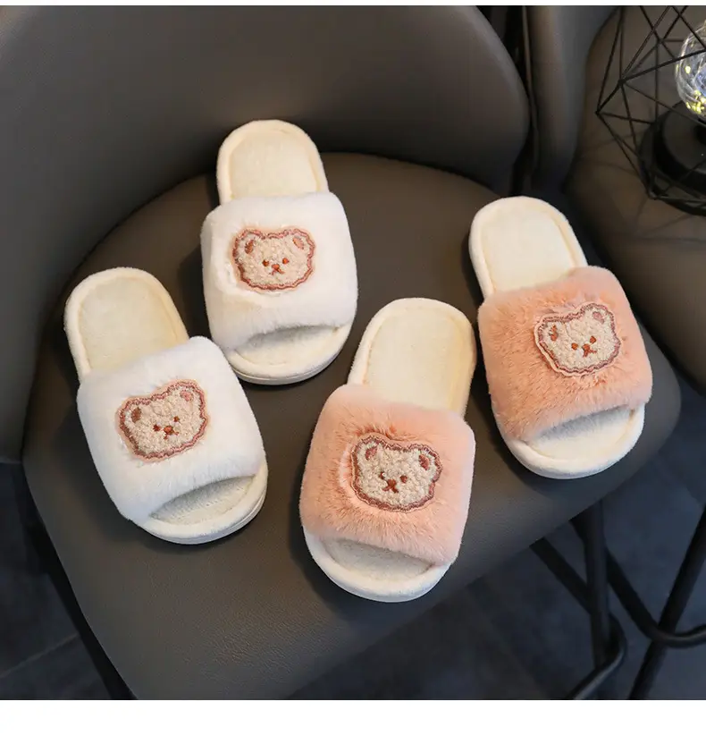 2023 Children's Cotton Shoes Men's and Women's Indoor Casual Cartoon Bear Cute Non-Slip Comfortable Thick-Sole Maomao Cotton Slippers — feature 17