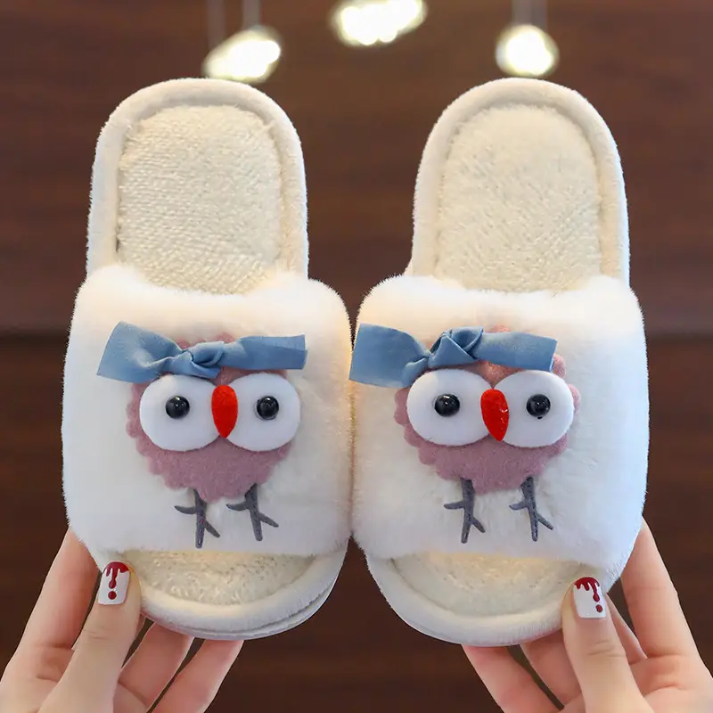 2023 Children's Cotton Shoes Men's and Women's Indoor Casual Cartoon Bear Cute Non-Slip Comfortable Thick-Sole Maomao Cotton Slippers