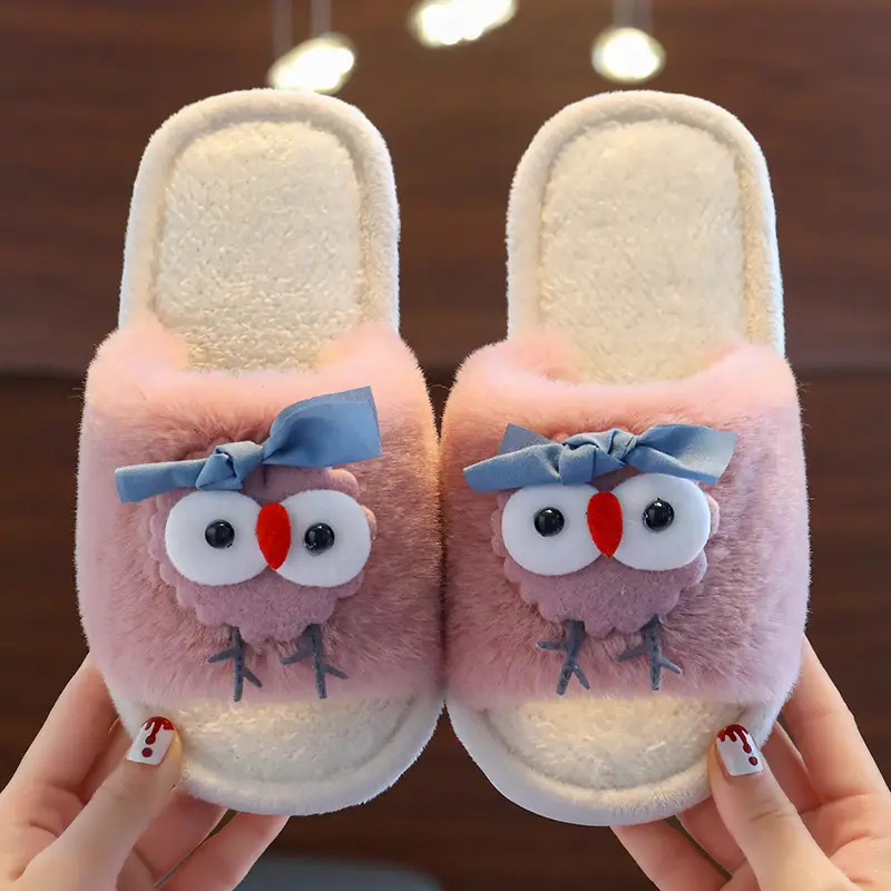 2023 Children's Cotton Shoes Men's and Women's Indoor Casual Cartoon Bear Cute Non-Slip Comfortable Thick-Sole Maomao Cotton Slippers