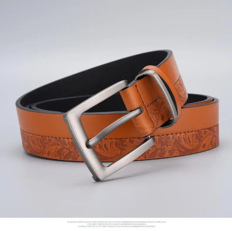 Men's Embossed Brown Belt with Zinc Buckle โ feature 4