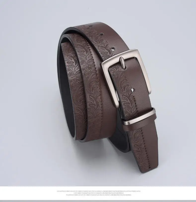 Men's Embossed Brown Belt with Zinc Buckle โ feature 6