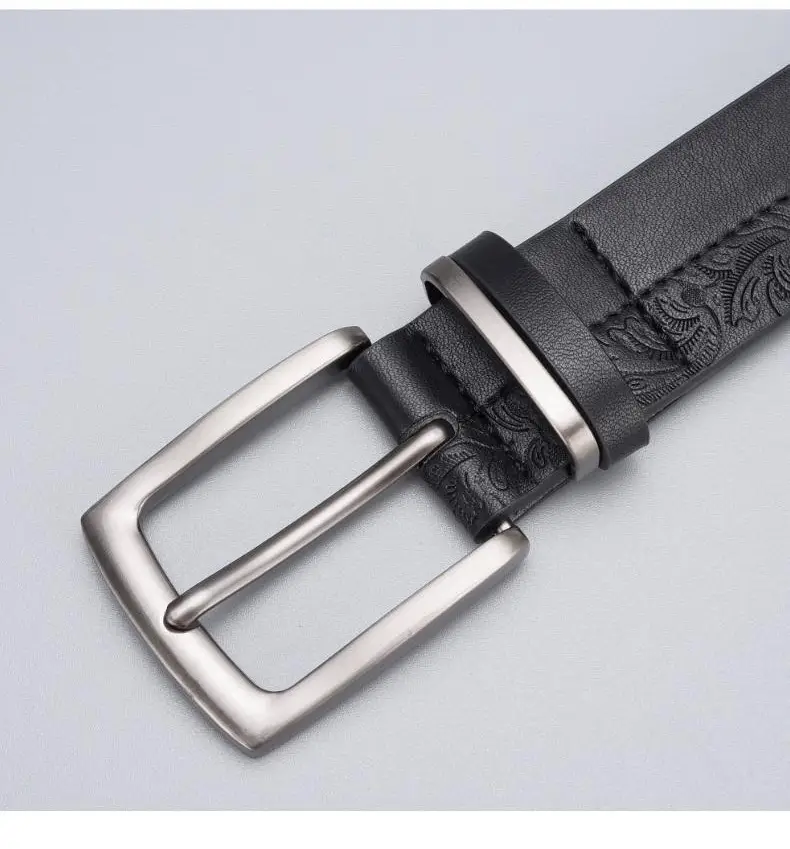 Men's Embossed Brown Belt with Zinc Buckle โ feature 8