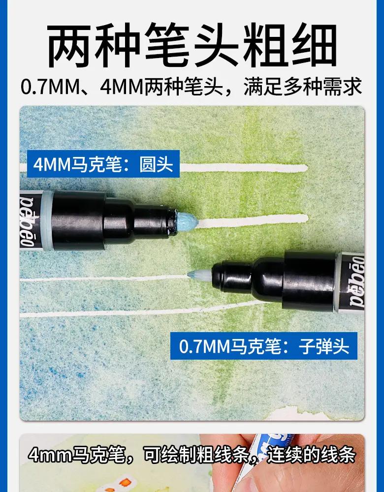 Pebeo Watercolor Pigment White Glue 0.7 Detail Marker Pen 4mm Masking Liquid Pigment Medium Painting Tool — feature 14