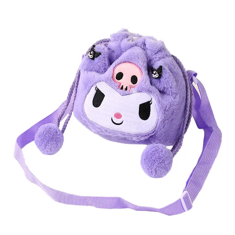 Plush Sanrio Cartoon Crossbody Bag for Girls Purple