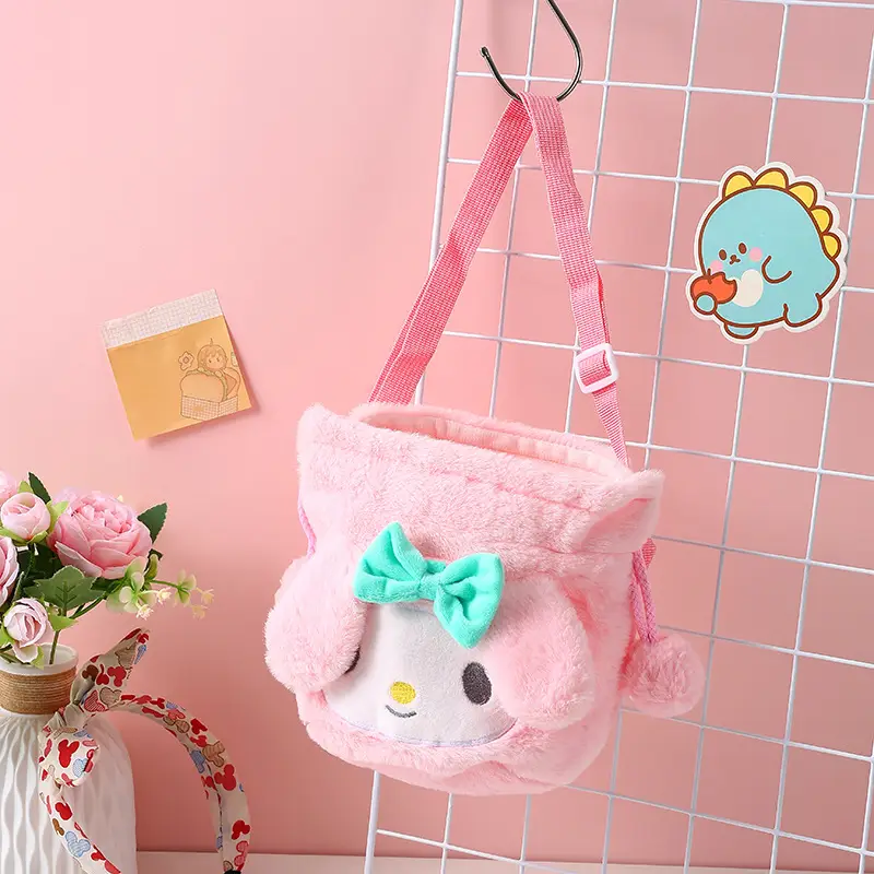 Plush Sanrio Cartoon Crossbody Bag for Girls Purple