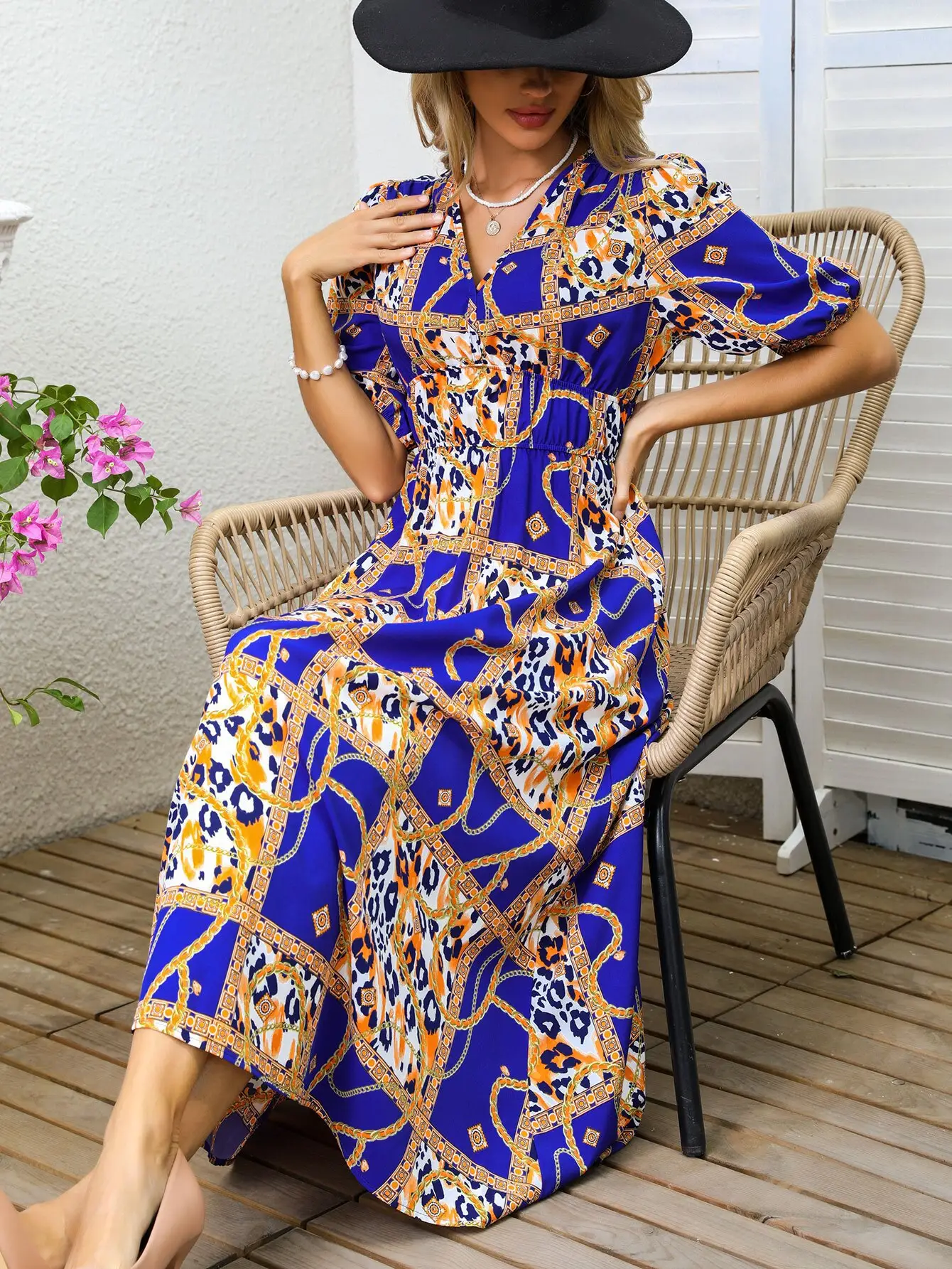 2025 Women's Printed Pajama Set Black White Abstract Design — feature 26