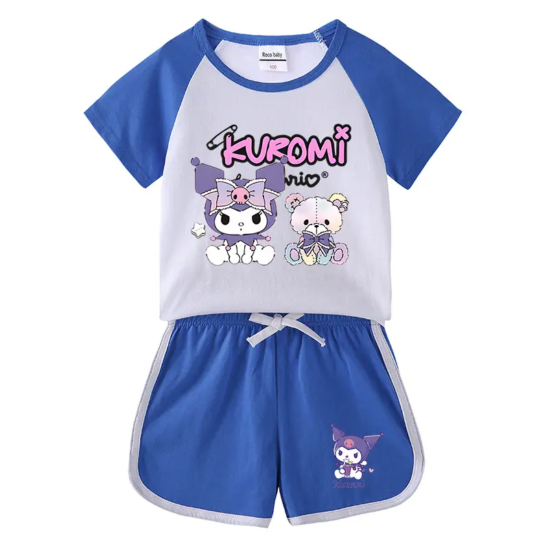Purple Owl Print Boys Shorts Set Summer Casual - Image 2