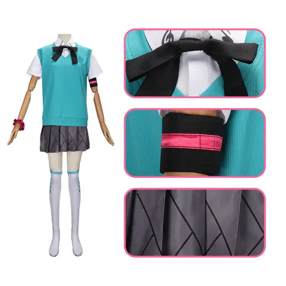 Halloween Vocaloid Cosplay Skirt Teal Gray — feature 10