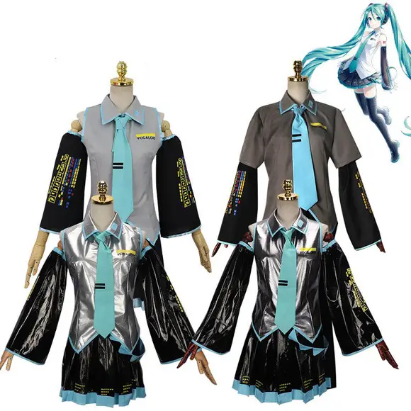 Halloween Vocaloid Cosplay Skirt Teal Gray — feature 4