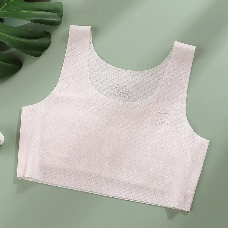 Summer Breathable Girls Primary School Students Pure Cotton Bump Anti-Vest Development Period Intimates Silk Seamless Ice Silk