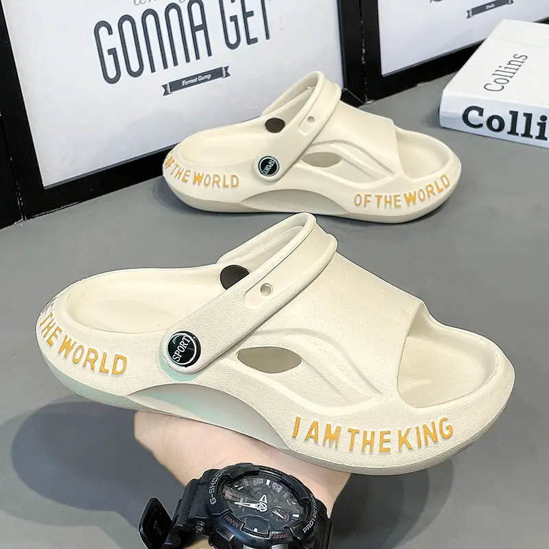 Children's White Sandals with Gold Lettering