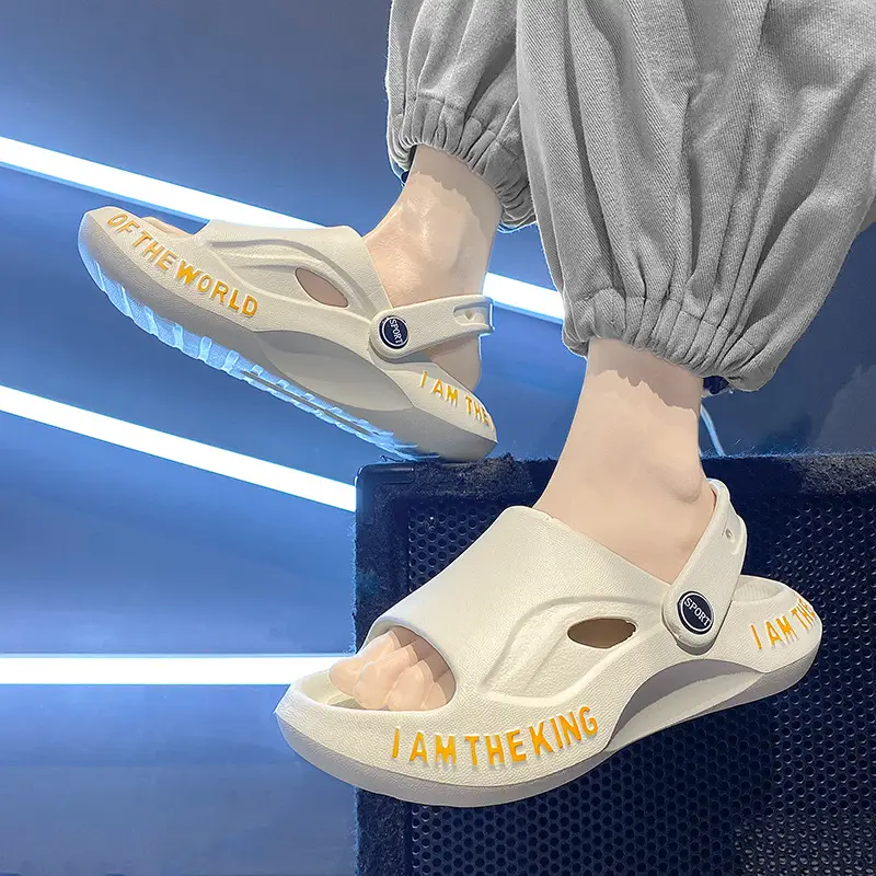 Children's White Sandals with Gold Lettering