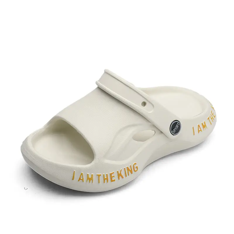 Children's White Sandals with Gold Lettering