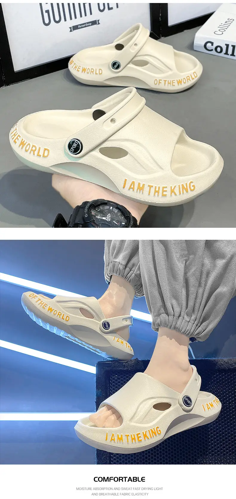 Children's White Sandals with Gold Lettering — feature 14