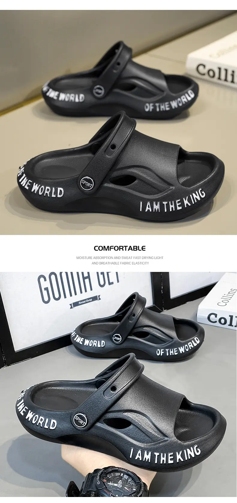 Children's White Sandals with Gold Lettering — feature 16