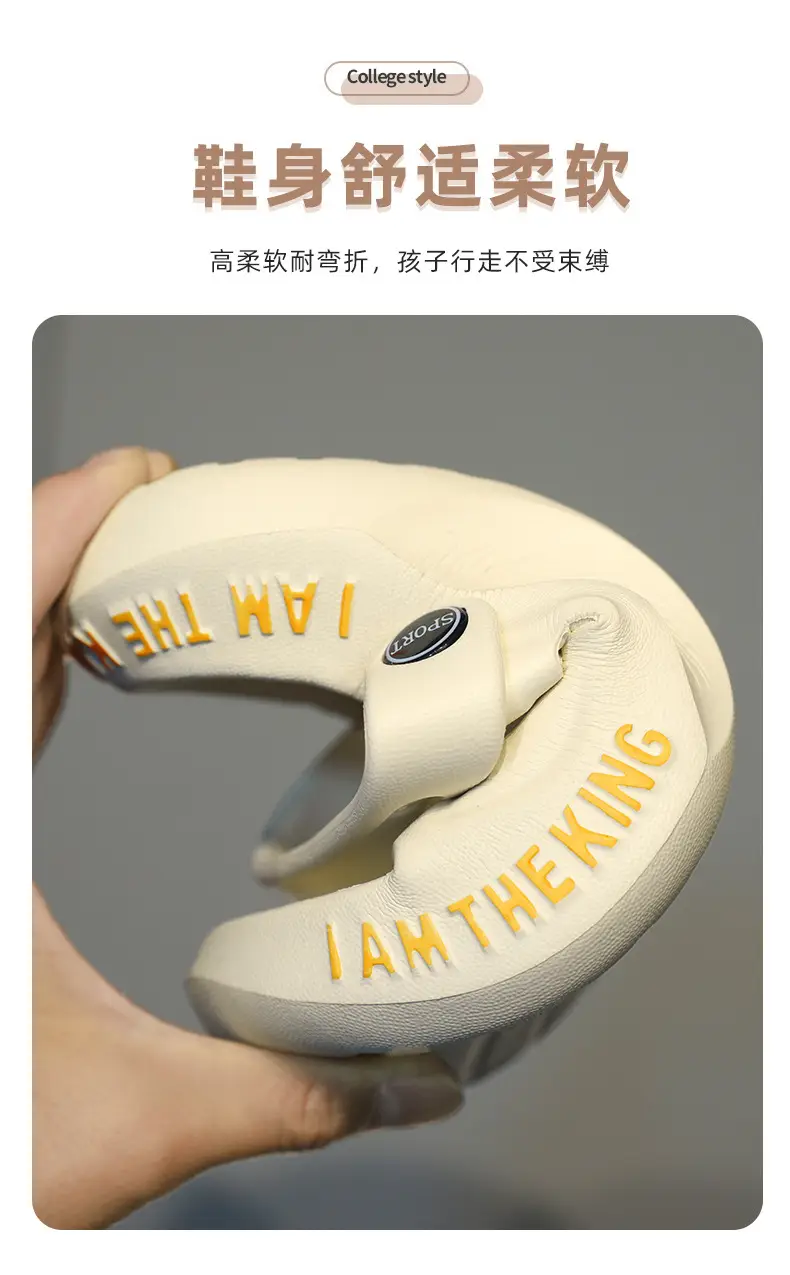Children's White Sandals with Gold Lettering — feature 8