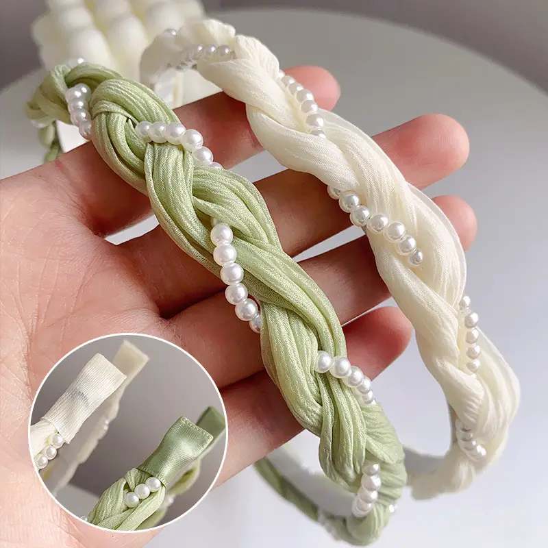 Green Twist Pearl Hairband for Women Summer - Image 5