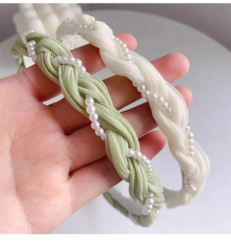 Green Twist Pearl Hairband for Women Summer — feature 7