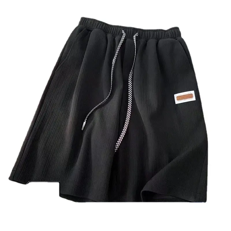 Men's Ice Silk Casual Shorts Black White Five Point Sweatpants - Image 8