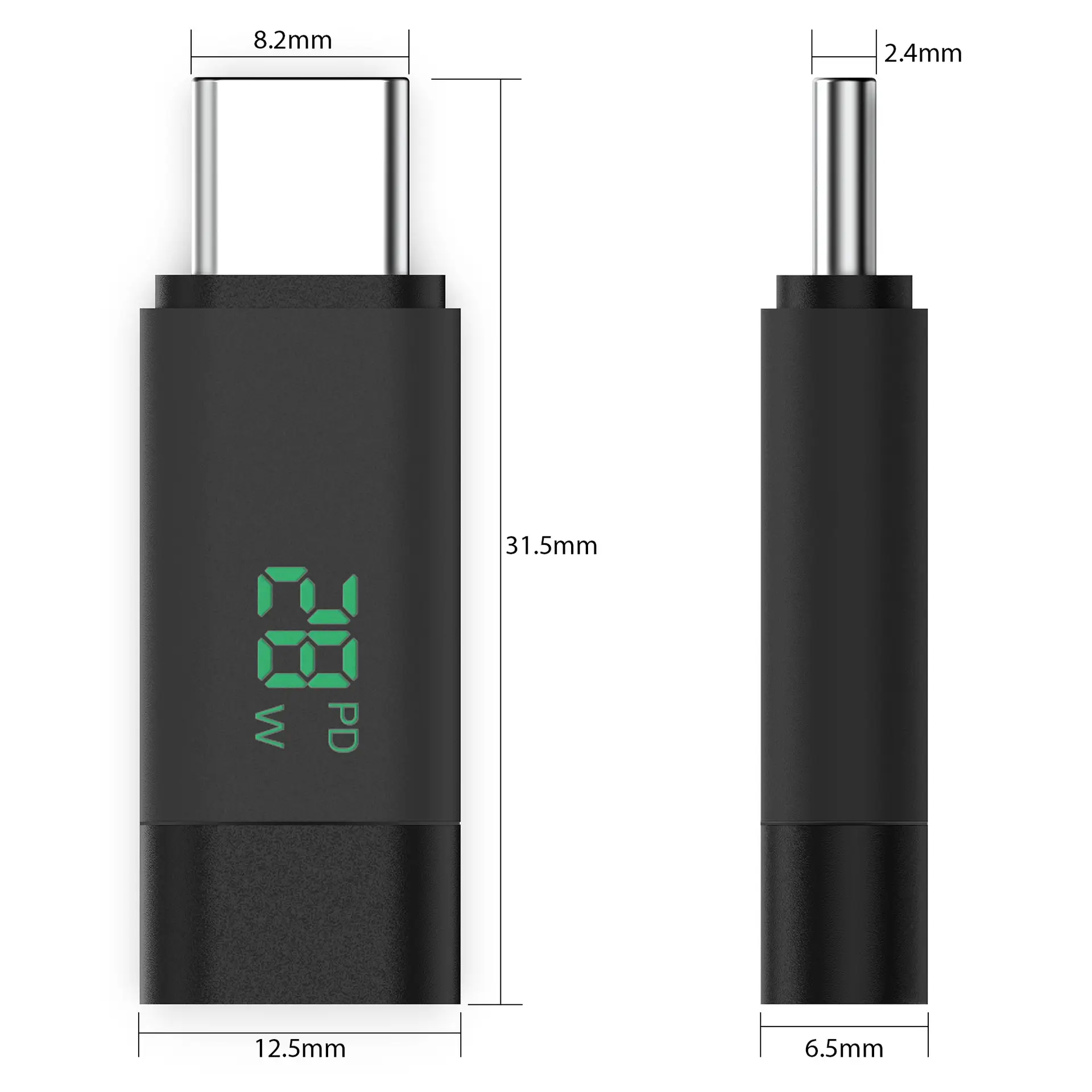 Type-C Male to Female Fast Charging Cable with Digital Display