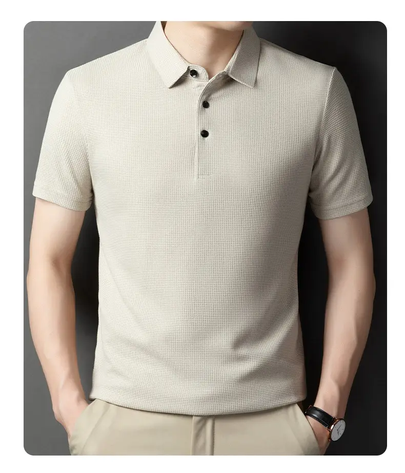 Men Dark Green Polo Shirt Short Sleeve Business Casual — feature 22