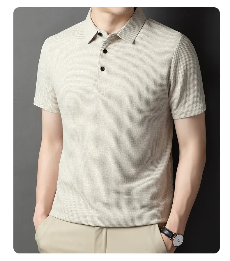 Men Dark Green Polo Shirt Short Sleeve Business Casual — feature 23