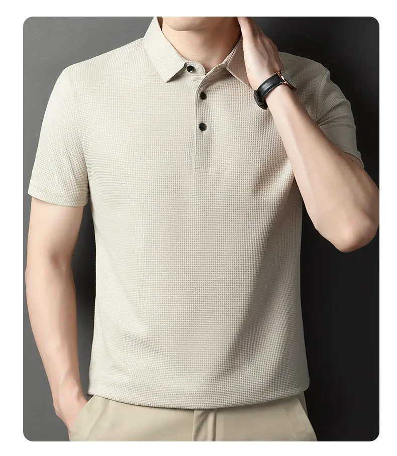 Men Dark Green Polo Shirt Short Sleeve Business Casual — feature 24