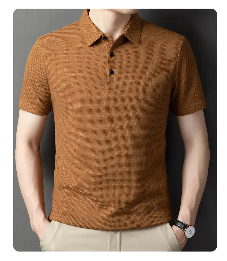 Men Dark Green Polo Shirt Short Sleeve Business Casual — feature 25