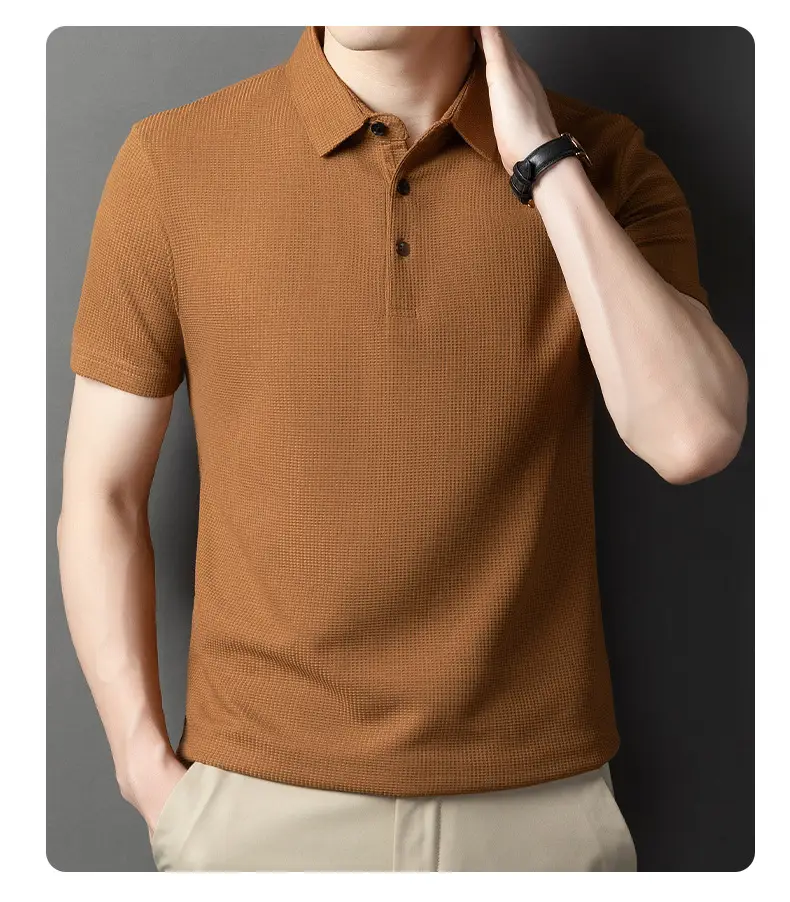 Men Dark Green Polo Shirt Short Sleeve Business Casual — feature 26