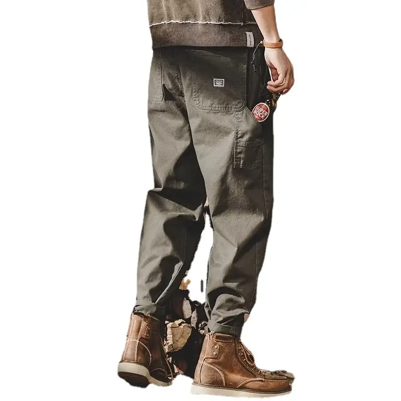 Men's 2023 Straight Casual Loose Trousers Olive Green - Image 10