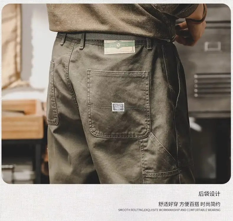 Men's 2023 Straight Casual Loose Trousers Olive Green — feature 1