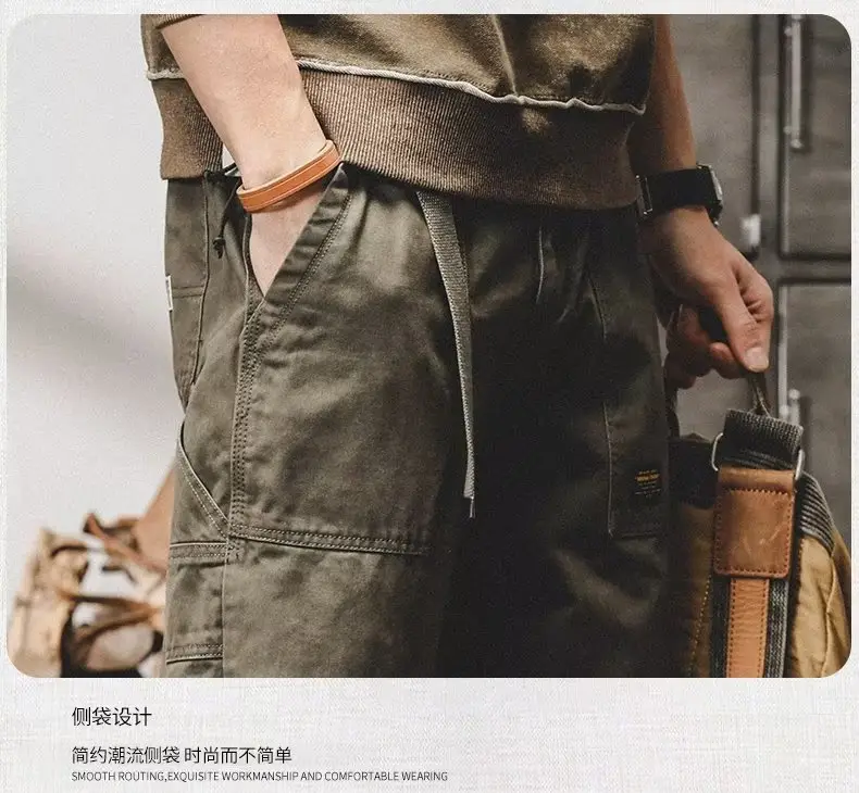 Men's 2023 Straight Casual Loose Trousers Olive Green — feature 10