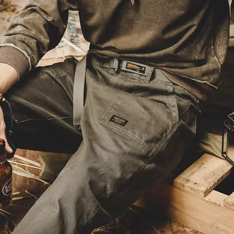 Men's 2023 Straight Casual Loose Trousers Olive Green — feature 3