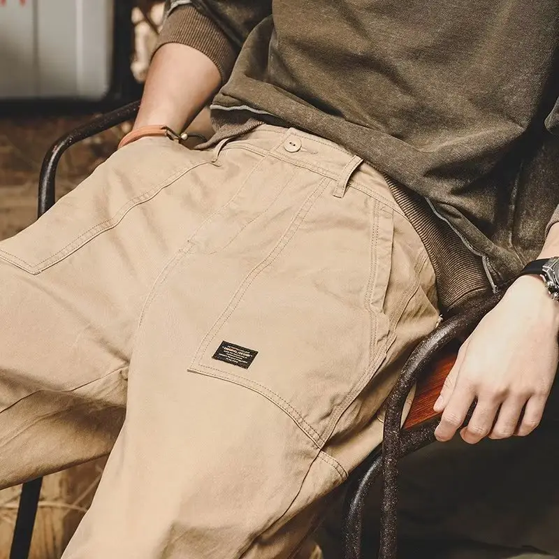 Men's 2023 Straight Casual Loose Trousers Olive Green — feature 4
