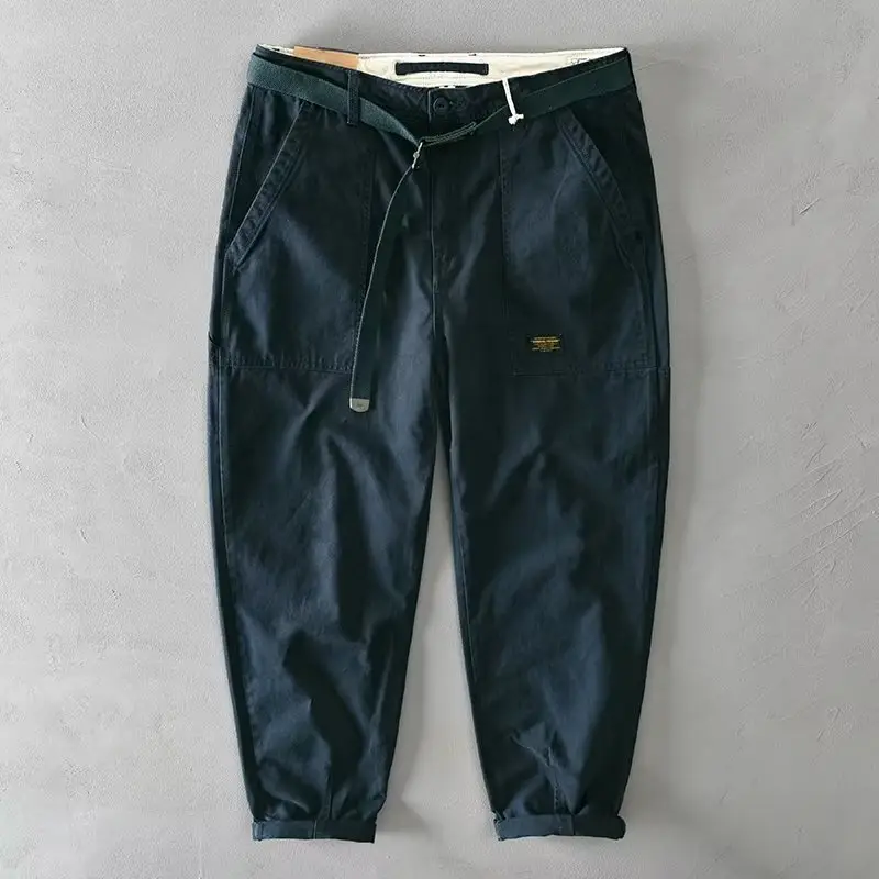 Men's 2023 Straight Casual Loose Trousers Olive Green — feature 7