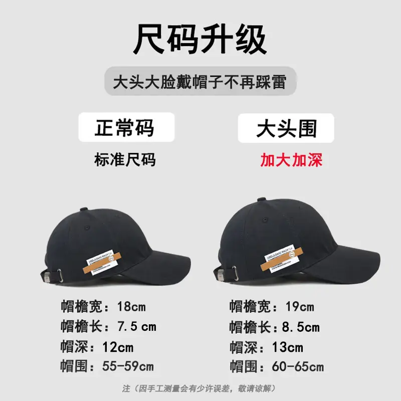 Men's Big Head Baseball Cap 65cm Black — feature 1