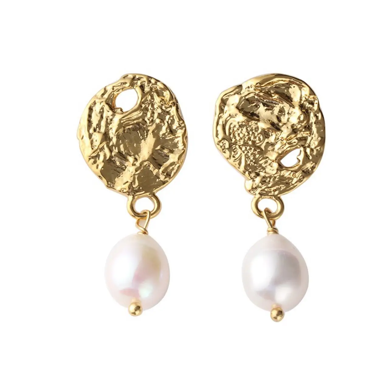 Golden Moon Phase Pearl Earrings Niche Design - Image 5