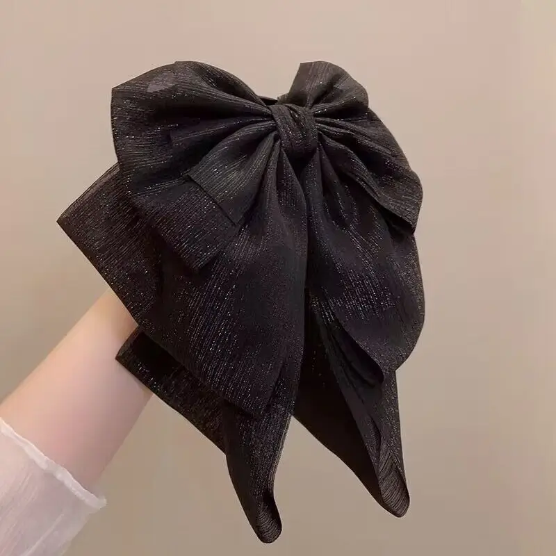 Black Oversized Bow Hairpin for Women - Image 3