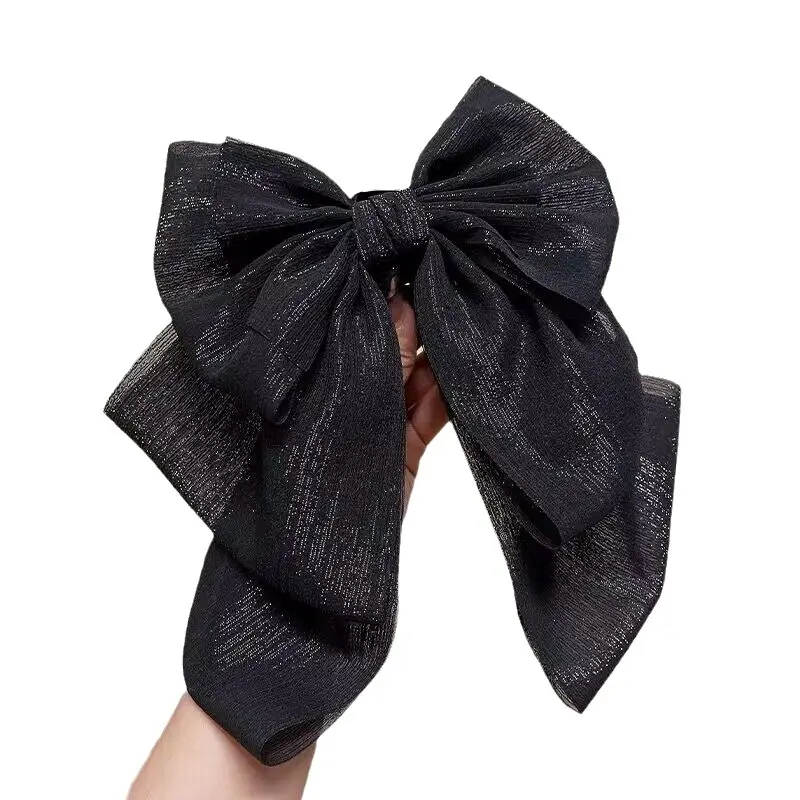 Black Oversized Bow Hairpin for Women - Image 6