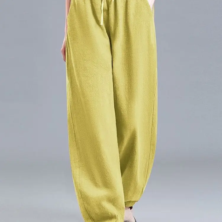Women Cotton Linen Draped Harem Pants High Waist Loose 2025 — feature 4
