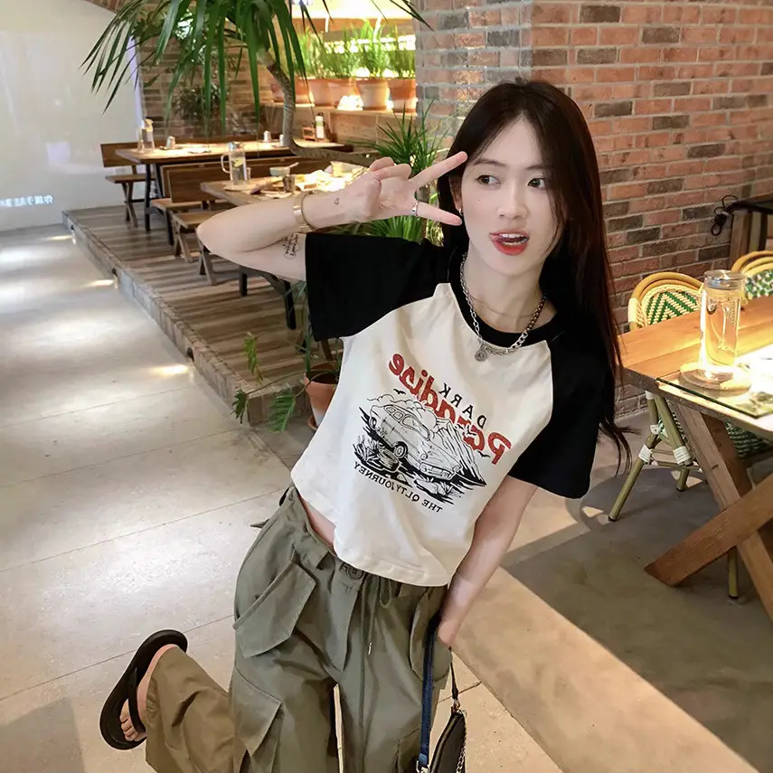2025 Korean Style Women Slim Fit Printed T-Shirt - Image 3