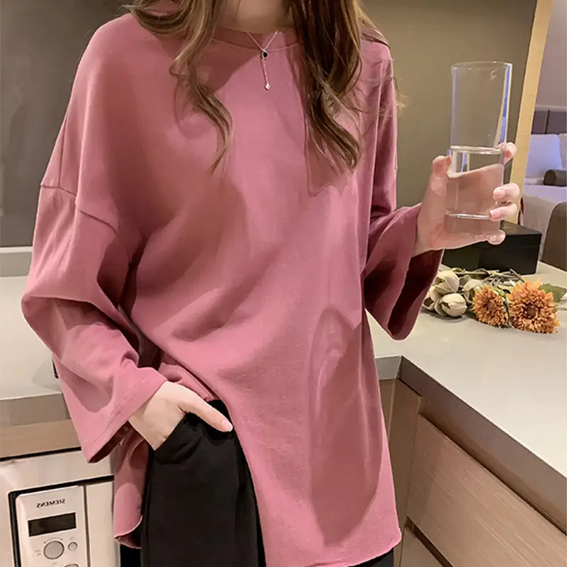 Women Long Sleeve Yellow T-Shirt Lazy Niche Elegant Autumn Korean Style - Image 6