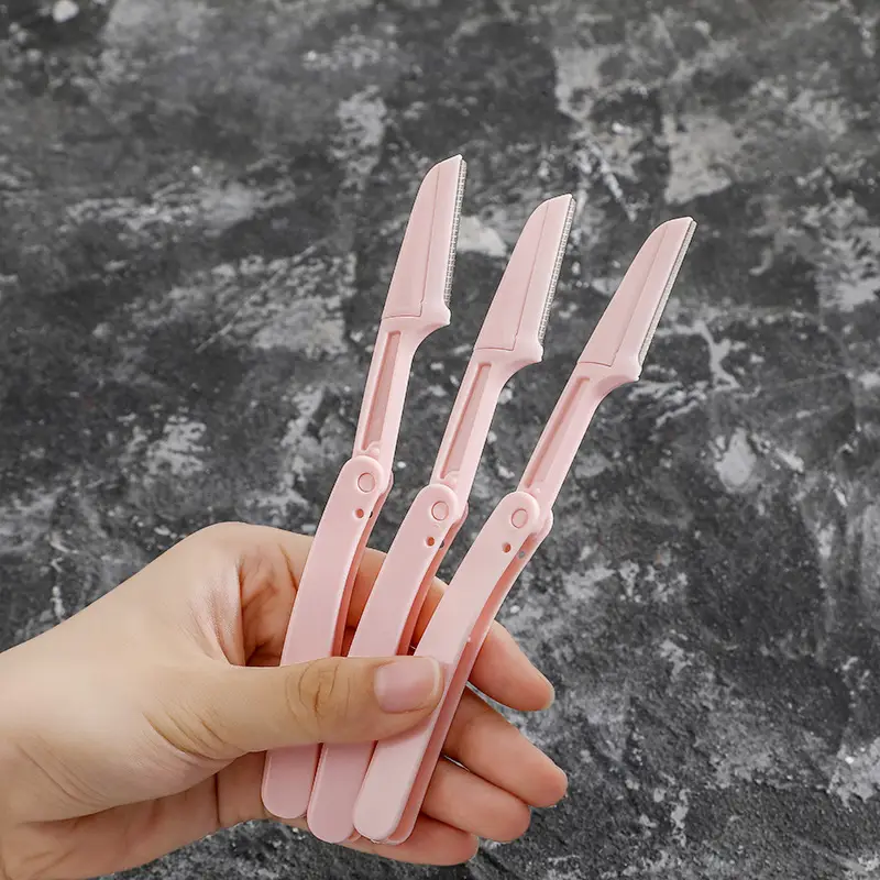 Pink 3-Box Eyebrow Blade Scraper for Women