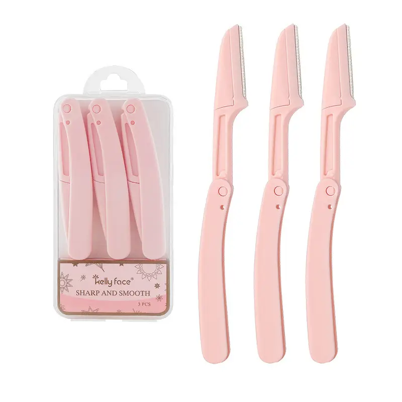 Pink 3-Box Eyebrow Blade Scraper for Women