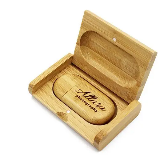 Wooden USB Engraving Gift Box with Bamboo Design - Image 3
