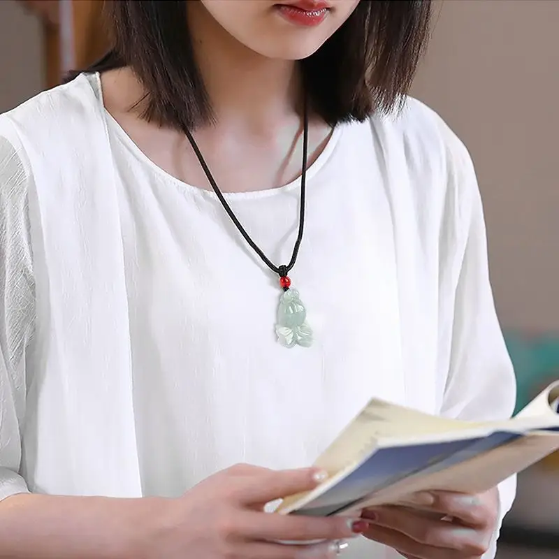 Jadeite Goldfish Pendant for Men Women