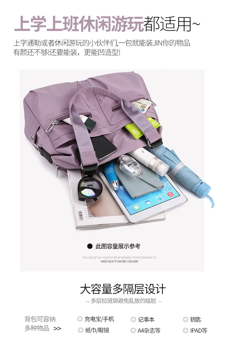 Green Nylon Shoulder Bag for Women Travel — feature 15