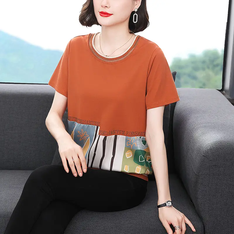 Women's 2023 Loose Round Neck T-Shirt Large Size - Image 3