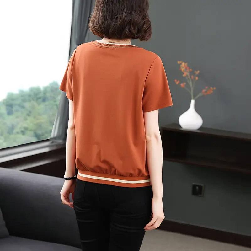 Women's 2023 Loose Round Neck T-Shirt Large Size - Image 5