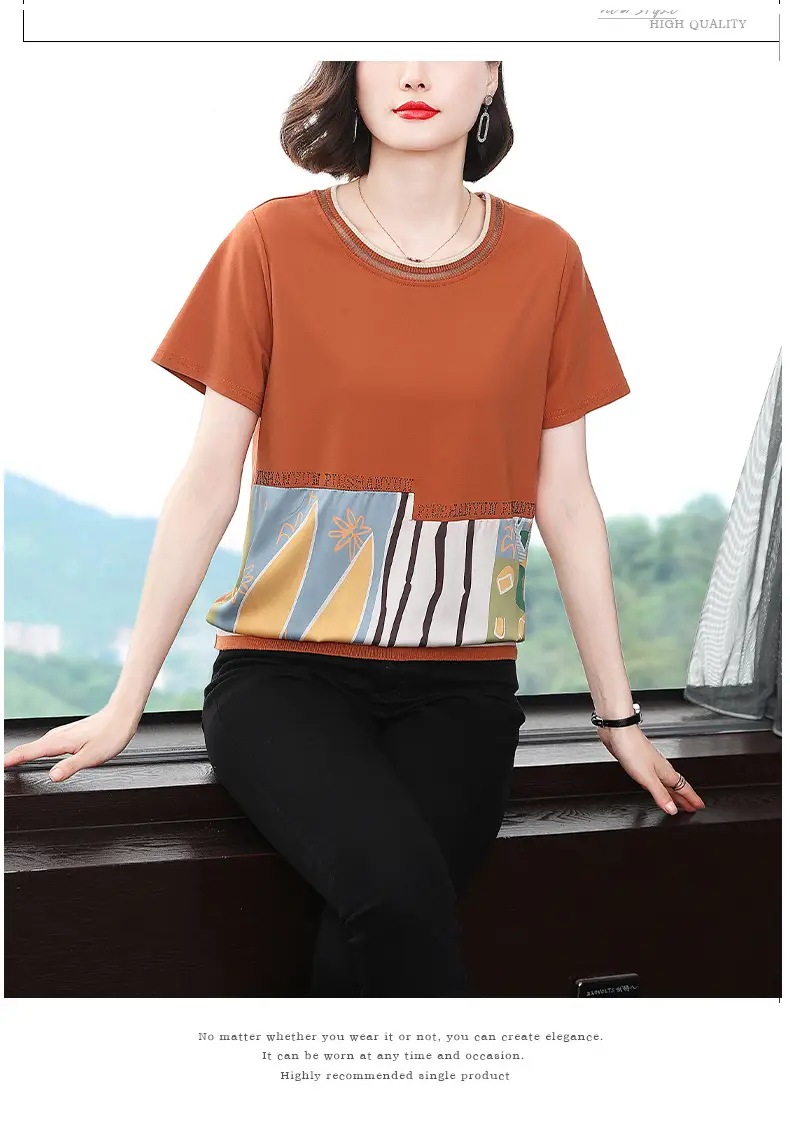 Women's 2023 Loose Round Neck T-Shirt Large Size — feature 13